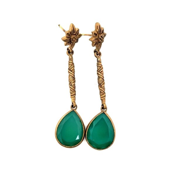 Emerald Flower Drop Earrings - Picture 1 of 5